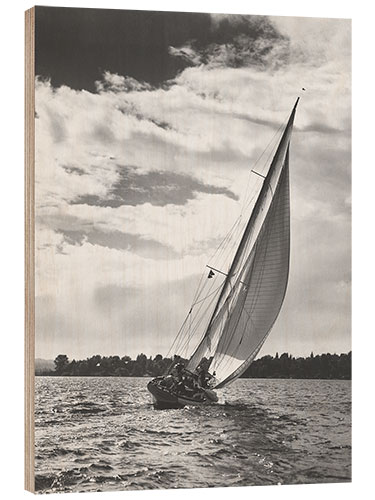 Wood print Sailboat off Shore