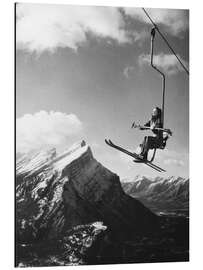 Magnettafel Hoch hinaus mit Skiern in Kanada