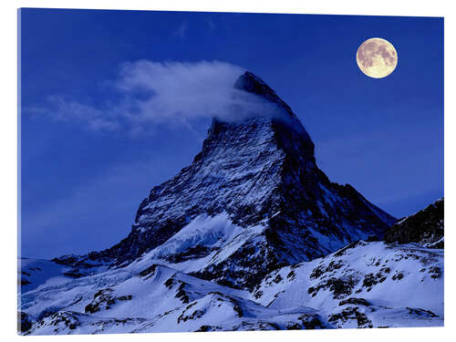 Acrylic print Matterhorn at Full Moon, East and North Face, Switzerland