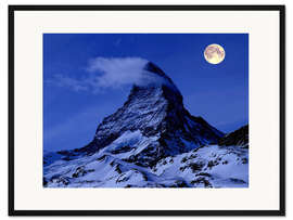 Gerahmter Kunstdruck Matterhorn bei Vollmond, Ost- und Nordwand, Schweiz