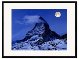 Framed art print Matterhorn at Full Moon, East and North Face, Switzerland