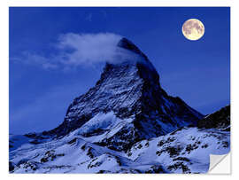 Vinilo para la pared Matterhorn at Full Moon, East and North Face, Switzerland