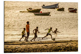 Magnettafel Fußballspiel am Strand in Kap Verde, Afrika
