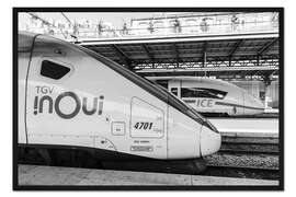 Gerahmter Kunstdruck Französischer TGV und Deutscher ICE