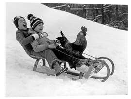 Quadro em acrílico Happy Sleigh Ride With Rooster, 1970s