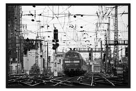 Gerahmter Kunstdruck Regionalzug bei der Einfahrt in den Hauptbahnhof Köln, Deutschland