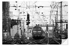 Selvklebende plakat Regional Train Entering Cologne Main Station, Germany