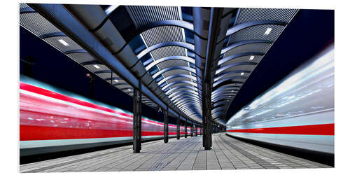 PVC print Trains at Ulm Station, Germany