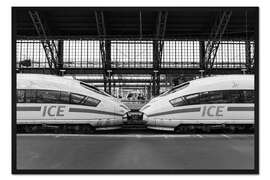 Gerahmter Kunstdruck ICE 3, Hauptbahnhof Köln, Deutschland