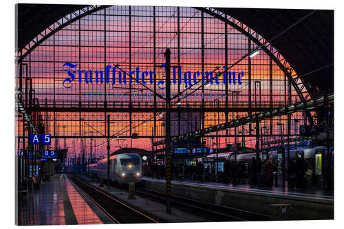 Acrylglasbild Hauptbahnhof mit einfahrendem ICE, Frankfurt am Main, Deutschland