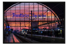 Gerahmter Kunstdruck Hauptbahnhof mit einfahrendem ICE, Frankfurt am Main, Deutschland