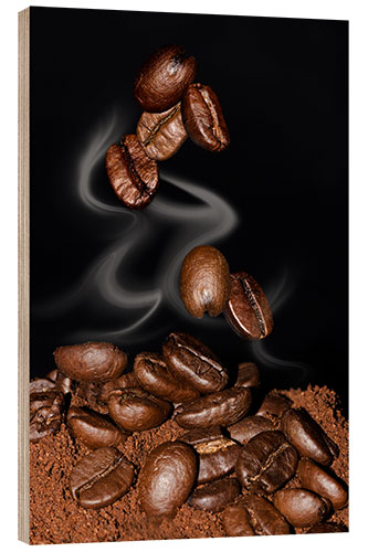 Wood print Coffee Beans (Coffea arabica)