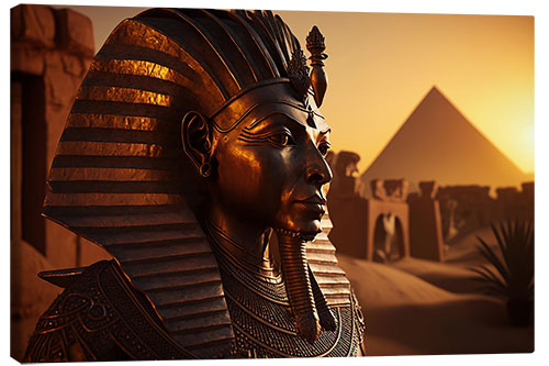 Canvas-taulu Tutankhamun With the Pyramids of Giza