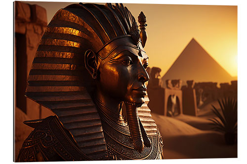 Galleritryk Tutankhamun With the Pyramids of Giza