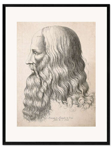 Impression artistique encadrée Drawing of Leonardo da Vinci