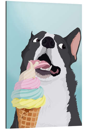 Aluminiumsbilde Cheeky Dog With Icecream