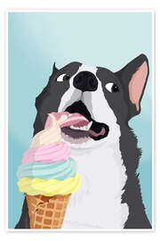 Poster Cheeky Dog With Icecream