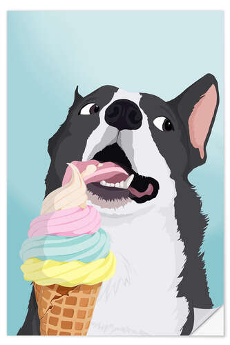 Wall sticker Cheeky Dog With Icecream