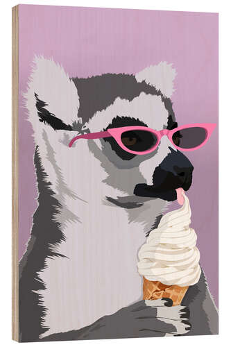 Obraz na drewnie Jugdy Icecream Lemur