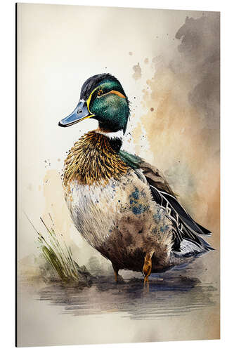 Aluminium print Cute Mallard in Watercolor