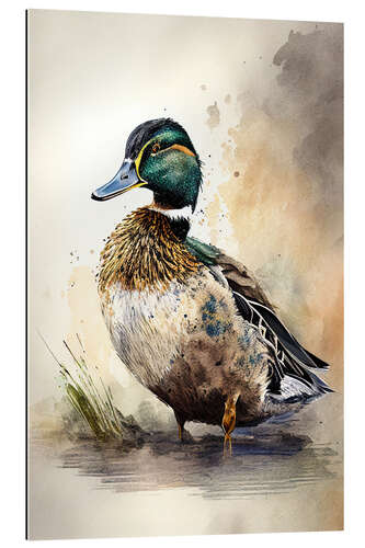 Cuadro de plexi-alu Cute Mallard in Watercolor