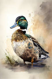 Magnettafel Süße Stockente in Aquarell