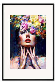 Gerahmter Kunstdruck She wears Flowers