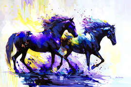 Magnettafel Pferde auf dem Wasserweg