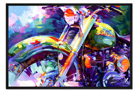 Gerahmter Kunstdruck Buntes Vintage-Motorrad