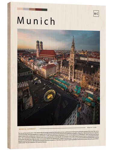 Hout print Munich Cityscape