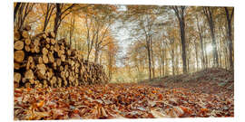 Foam board print Log pile in the autumn forest