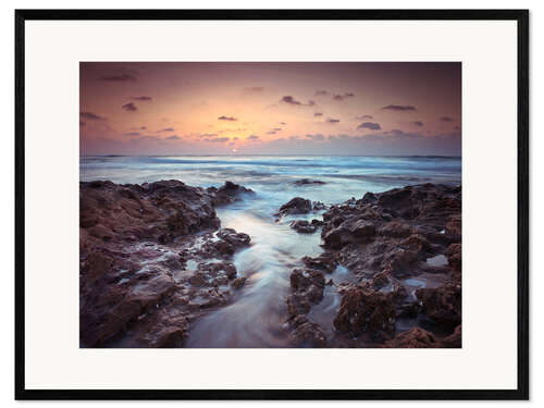 Inramat konsttryck Rocky Beach