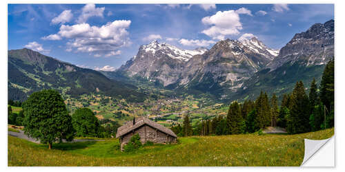 Självhäftande poster View of Grindelwald, Switzerland