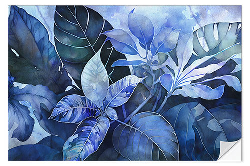 Vinilo para la pared Blue Tropical Jungle