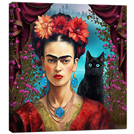 Canvas-taulu  Frida Kahlo with the Cat - Mark Ashkenazi
