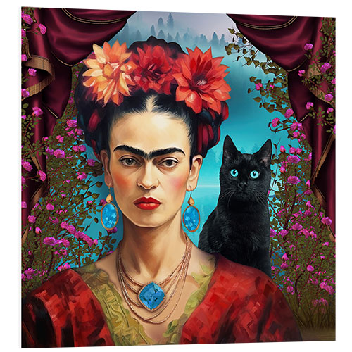 Stampa su PVC Frida Kahlo with the Cat