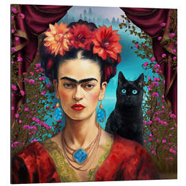 Magnettafel Frida Kahlo mit der Katze