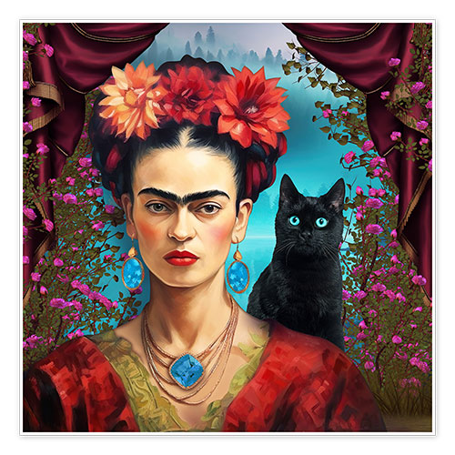 Poster Frida Kahlo with the Cat