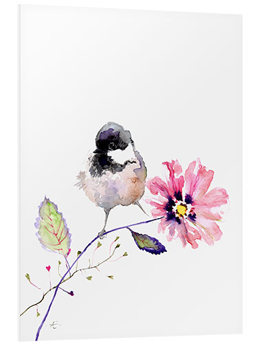 Foam board print Great Tit on Cosmos Flower