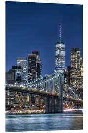 Stampa su vetro acrilico  Brooklyn Bridge at Night, New York - Jan Christopher Becke