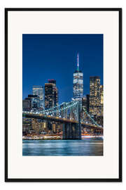 Gerahmter Kunstdruck Brookyln Bridge bei Nacht, New York