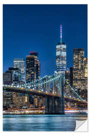 Sticker mural Brooklyn Bridge at Night, New York