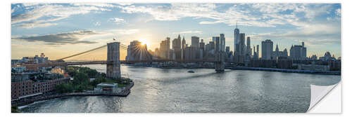 Selvklebende plakat Brooklyn Bridge at Sunset, New York