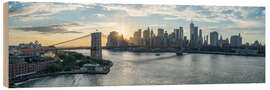 Print på træ Brooklyn Bridge at Sunset, New York