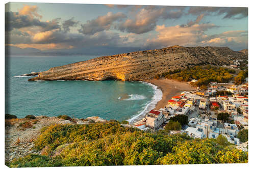 Canvastavla Idyllic Matala at Sunset