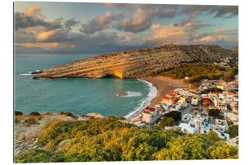 Quadro em plexi-alumínio Idyllic Matala at Sunset