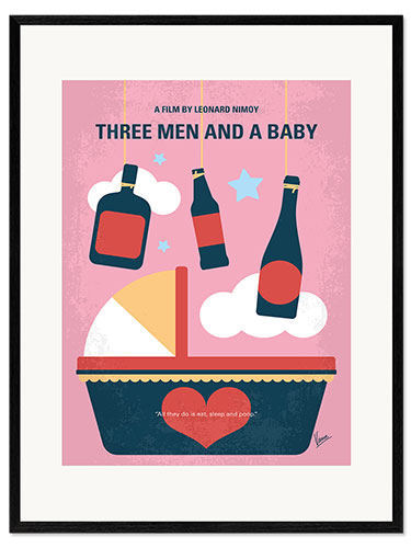 Plakat artystyczny premium w ramie Three Men and a Baby