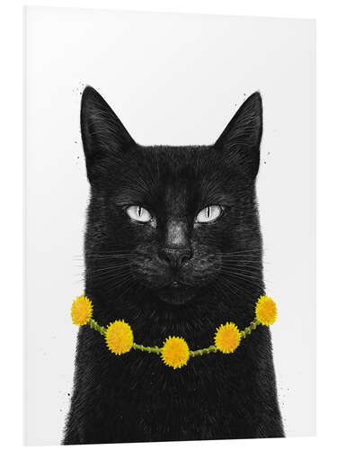 Foam board print Black Cat With Dandelion Necklace