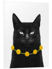 Foam board print Black Cat With Dandelion Necklace