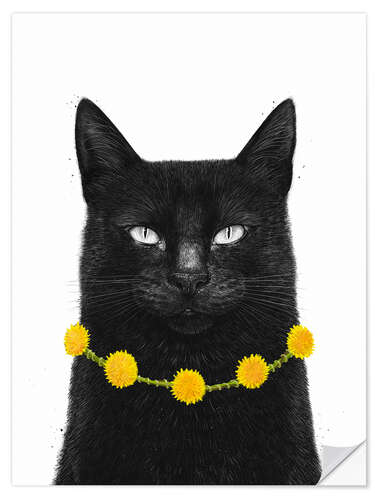 Wall sticker Black Cat With Dandelion Necklace